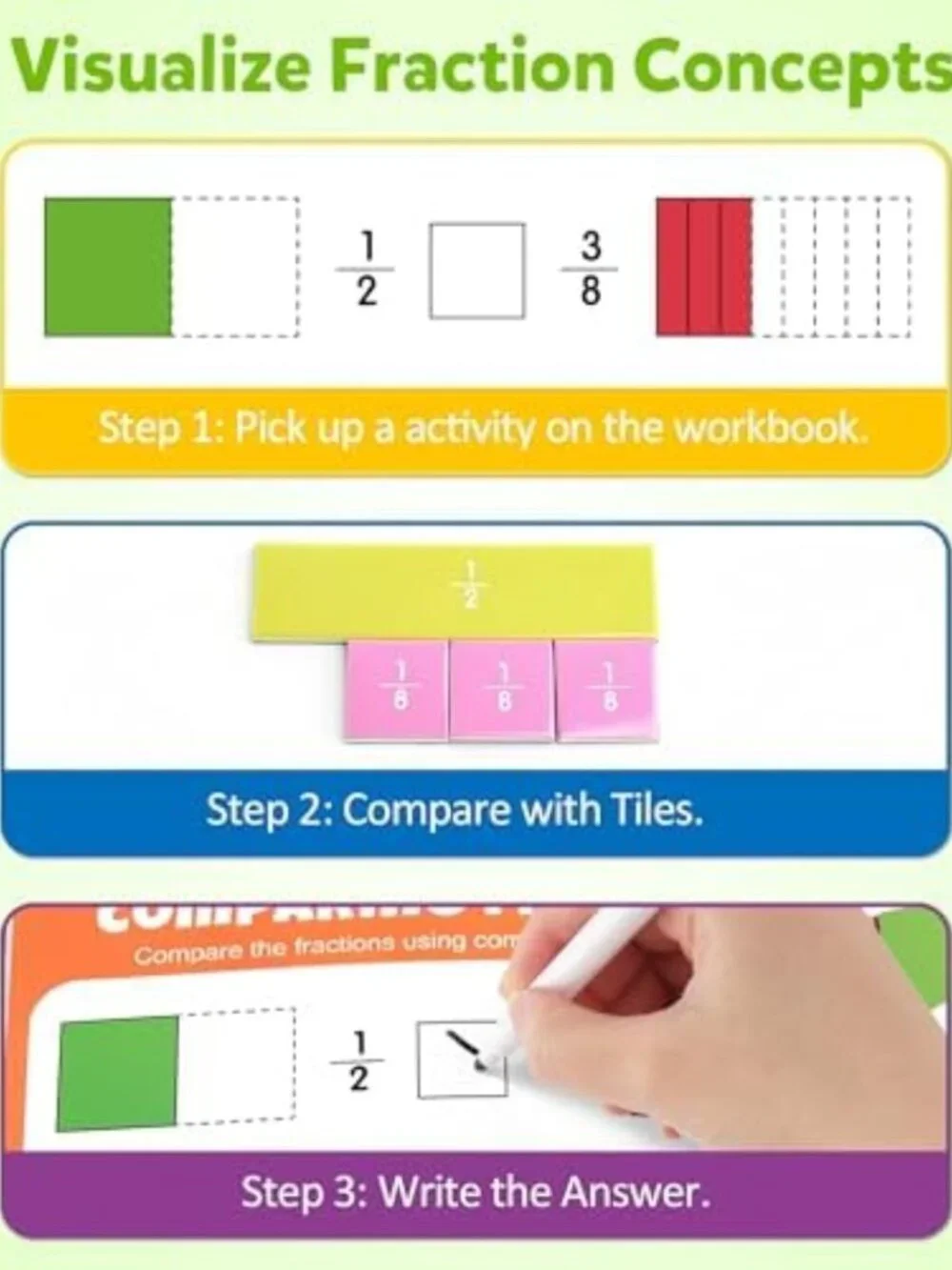 Magnetic Fraction Tiles for Montessori Math Learning | Educational Manipulatives
